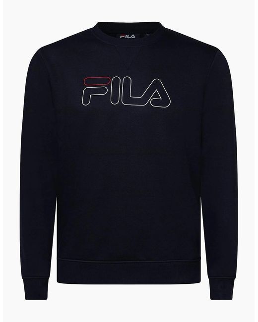 Fila Blue Jude Logo Print Crew Neck Ribbed Collar Sweatshirt for men