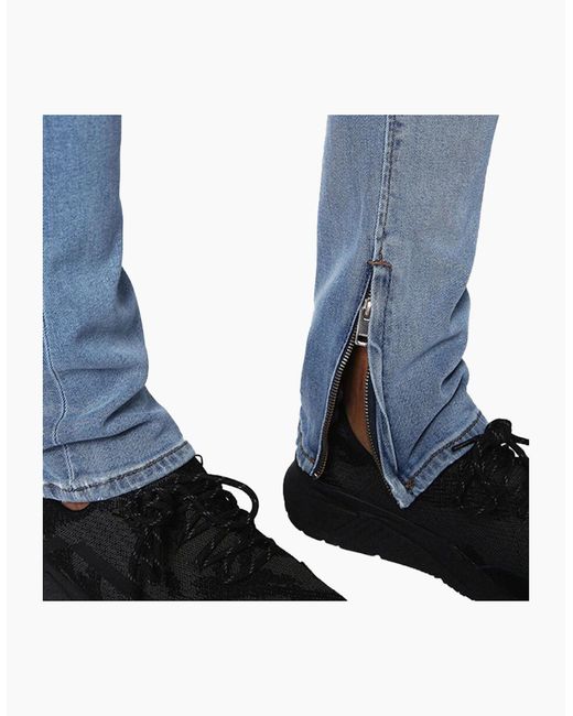 DIESEL Blue Deepzip 084Nu Jeans Denim Stretch Slim Carrot Fit Casual Pant for men