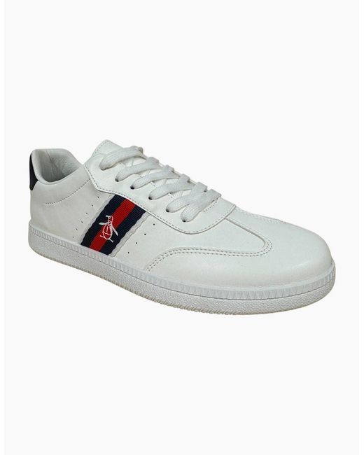 Original Penguin White Low Profile Lace Up Trainers Juniors for men