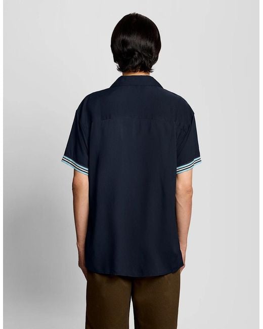 Lyle & Scott Blue Short Sleeve Laundry Logo Shirt for men