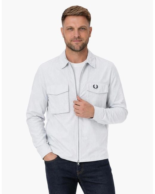 Fred Perry Blue Ripstop Pocket Overshirt Dusky for men