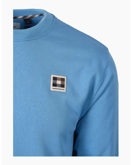 Aquascutum Blue Badge Crewneck Sweatshirt Avio for men