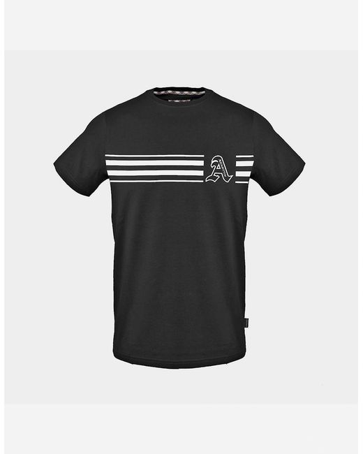 Aquascutum Black Lettering Graphic Crew Neck Short Sleeve Jersey T-Shirt for men