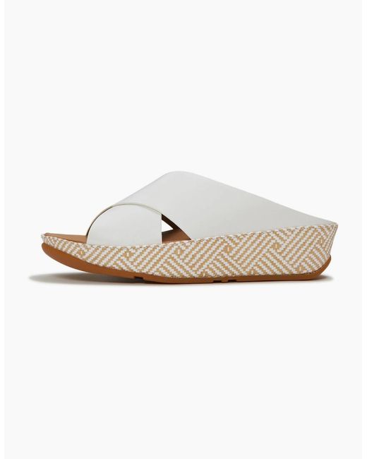 Fitflop White Lulu Lux Graphic-Weave Leather Urban Sandals