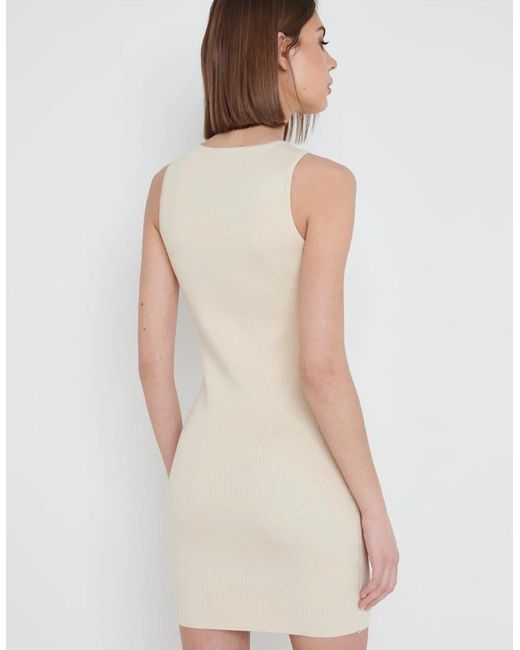 Pretty Lavish Natural Billie Ribbed Racer Mini Dress
