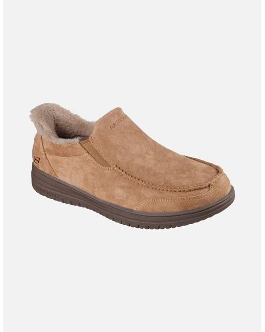 Skechers White Murette Scofield Textile Tan Slippers for men