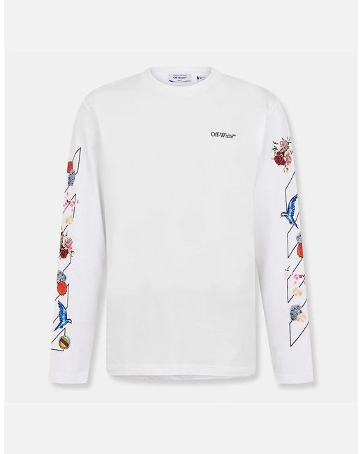 Off-White c/o Virgil Abloh White Crew Neck Long Sleeve Jersey T-Shirt for men