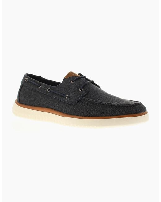 Hush Puppies Black Shoes Damon Boat Lace Up Canvas Casual Uk Size for men