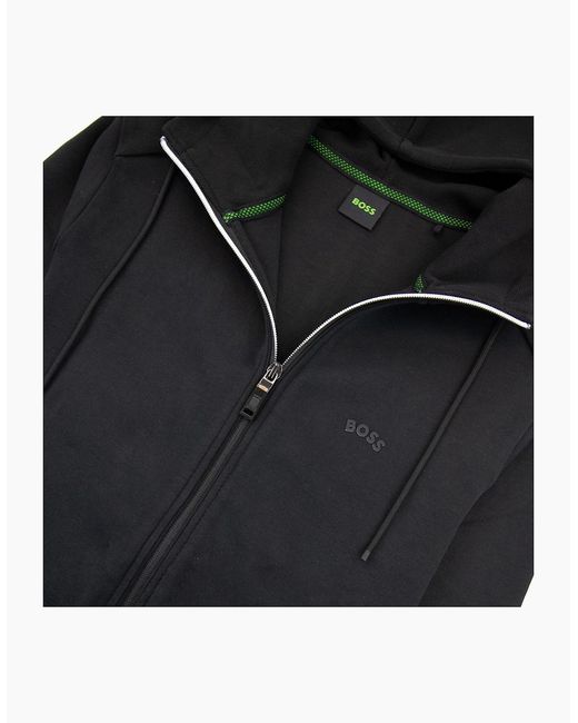 Boss Black Saggy Curved Logo Zip Up Hoody 001 for men