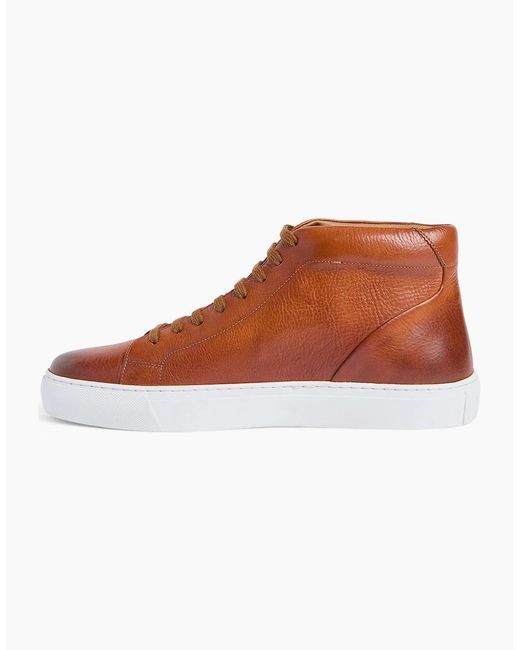 Oliver Sweeney Brown Antiqued Leather Mid-Cut Trainers for men