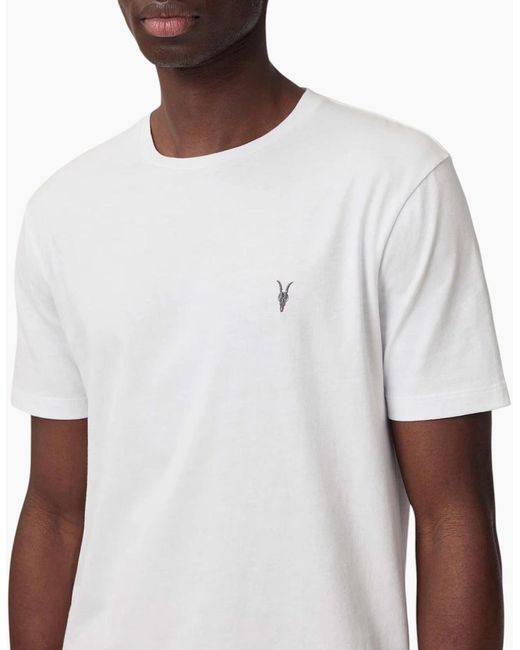 AllSaints White T Shirts Lycra Stretch Cotton Crew Neck Short Sleeve Summer Tee for men