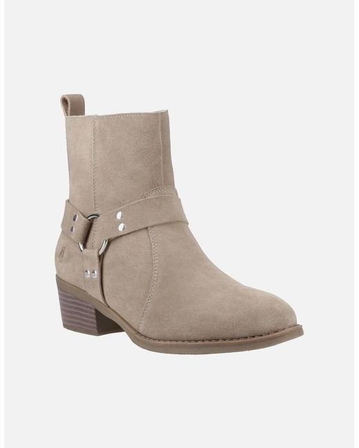 Hush Puppies Natural Iria Suede Taupe Heeled Ankle Boots