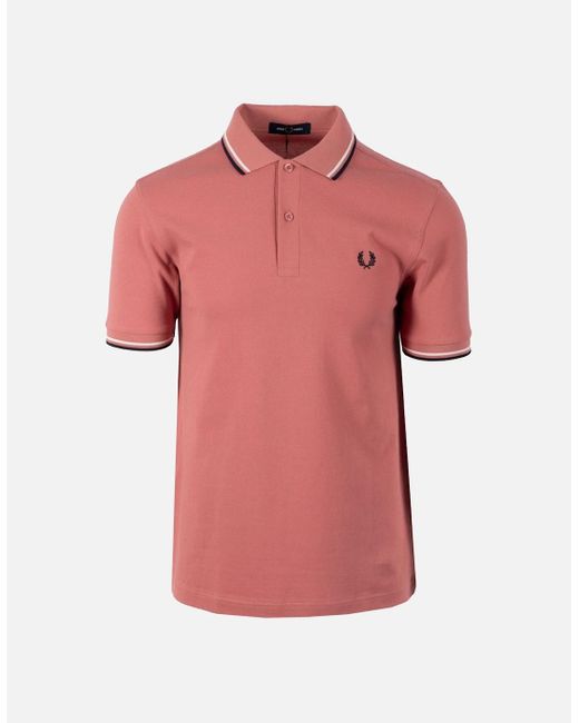 Fred Perry Pink Twin Tipped Polo Putty/Ecru for men
