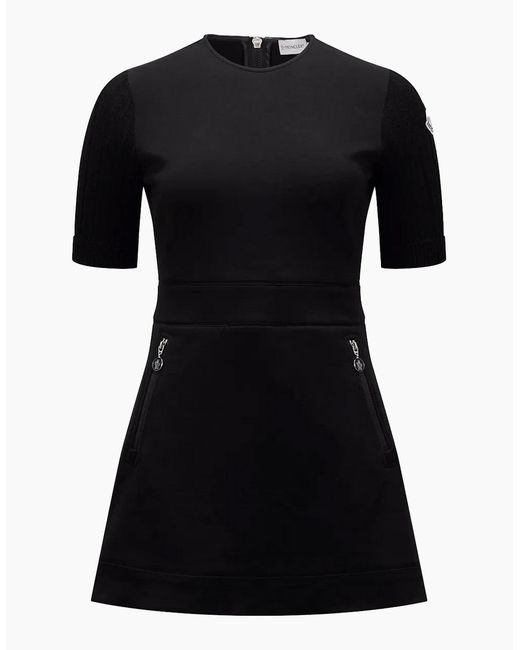 Moncler Black Short Cotton Dress