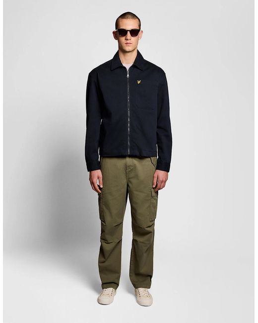 Lyle & Scott Blue Lyle & Scott Enzyme Wash Zip Overshirt for men