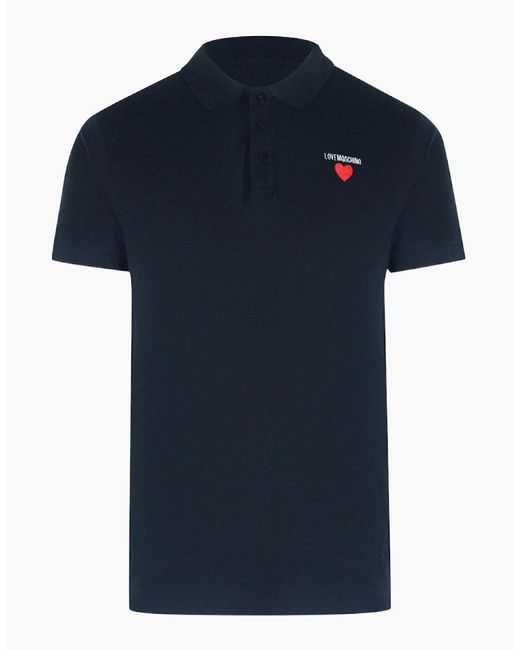 Love Moschino Blue Heart Logo Polo Shirt for men