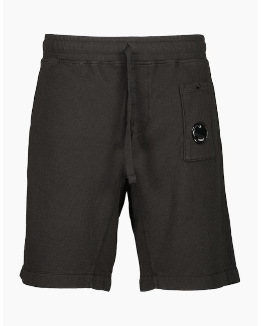 C P Company Black Malfile Fleece Lens Bermudas for men