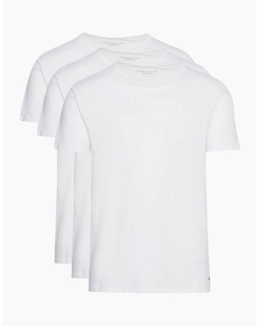 Tommy Hilfiger White 3-Pack Stretch Cotton Crew-Neck T-Shirts for men