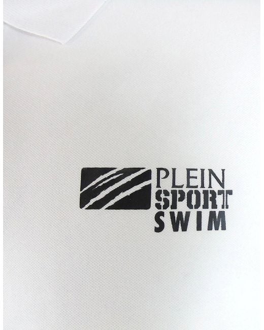 Philipp Plein White Plein Sport Classic Logo Stretch Polo Shirt