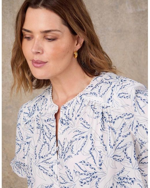 Live Unlimited London White Print Short Sleeve Top
