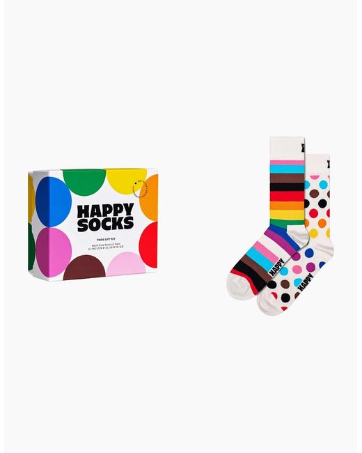 Happy Socks White 2-Pack Pride Socks Gift Box
