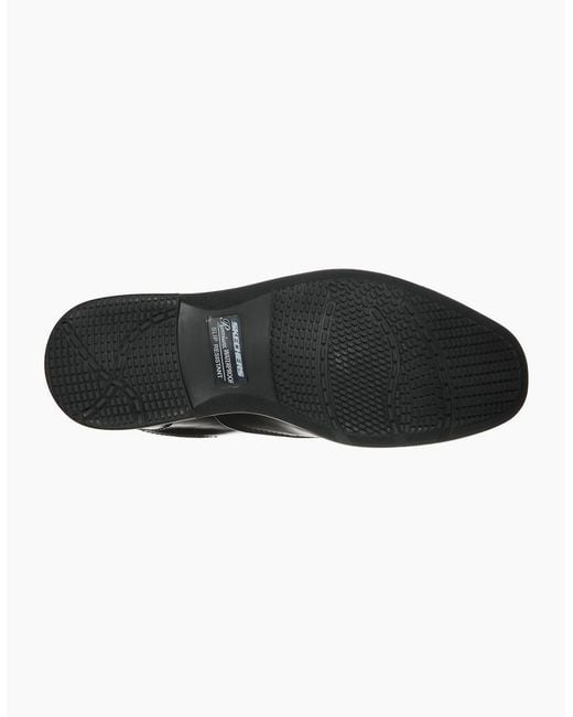 Skechers Black Dreston Rasmiss Leather Standard Lace-Up Shoes for men