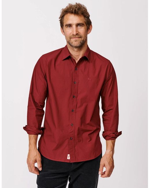 aubi Red Chase Poplin Shirt for men