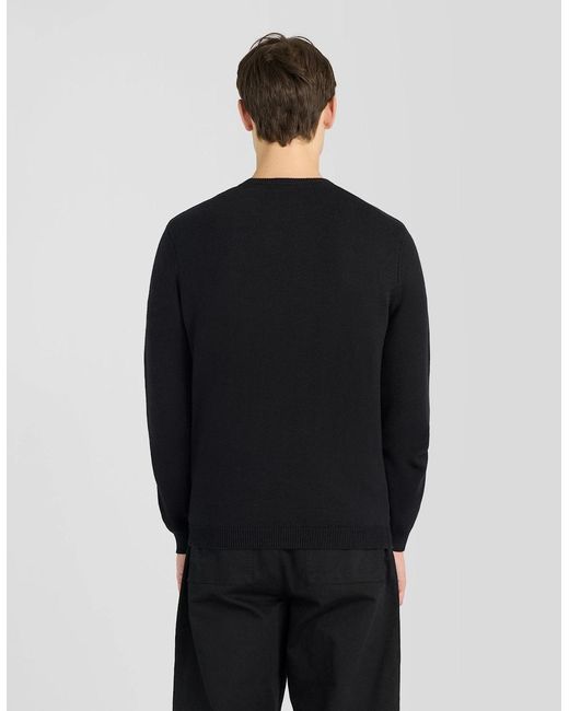 Lyle & Scott Black Cotton Merino Crew Neck Jumper for men