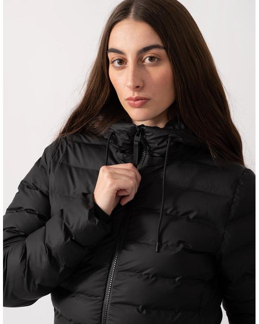 Rains Blue Lohja Long Puffer Curve Jacket