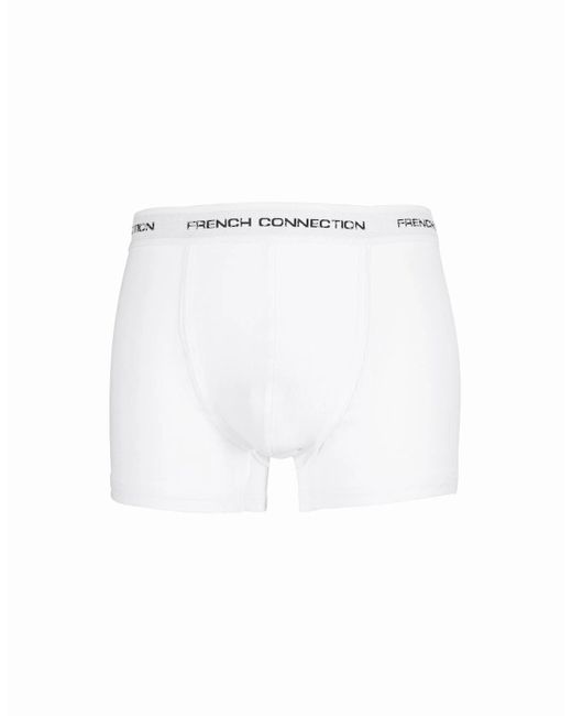French Connection White 3-Pack Contrast Piping Boxer Trunks for men