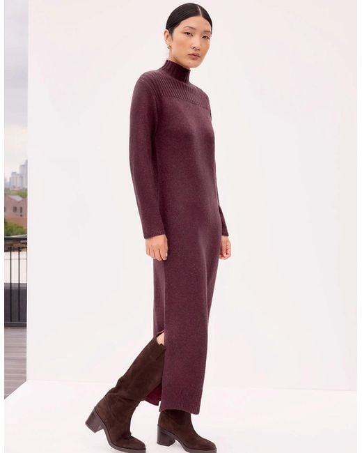 Ro&zo Purple Burgundy Rib Knit High Neck Dress