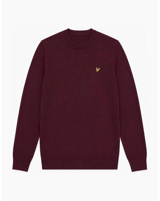 Lyle & Scott Purple Lyle & Scott Merino Crew Neck Jumper Burgundy for men