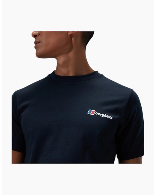 Berghaus Blue Calibration Line T Shirt Short Sleeve Back Graphic Cotton New Top for men