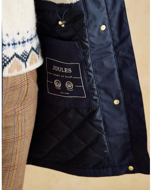 Joules Blue Portwell Waterproof Hoodie Raincoat With Adjustable Waist
