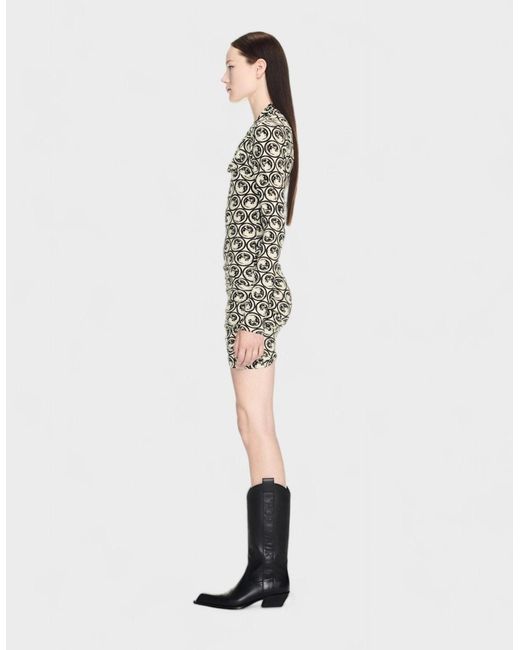 Off-White c/o Virgil Abloh White Moon-Print Gathered Asymmetric Dress