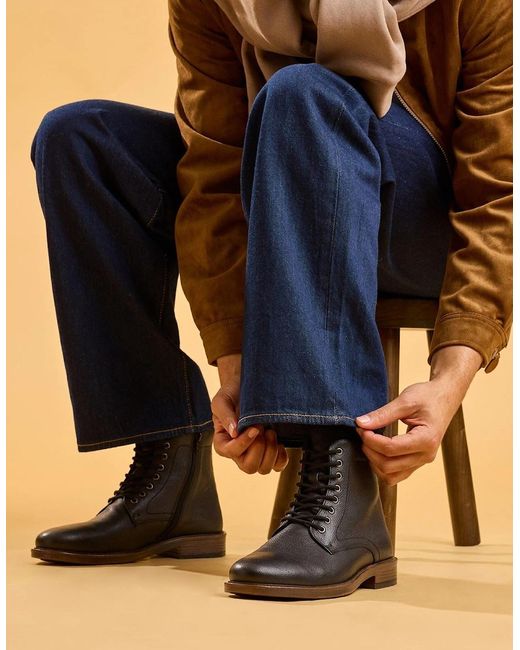Hush Puppies Black Irwin Leather Ankle Boots for men