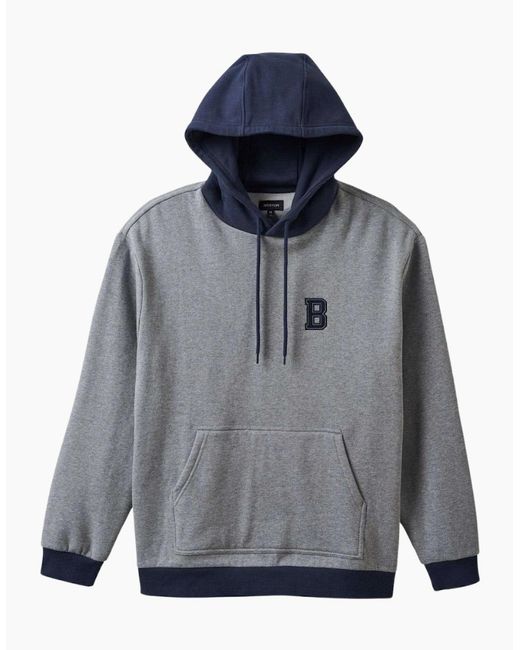 Brixton Blue Retro Heavyweight Relaxed Hoodie for men