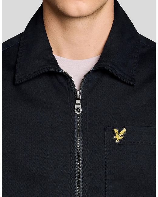 Lyle & Scott Blue Lyle & Scott Enzyme Wash Zip Overshirt for men
