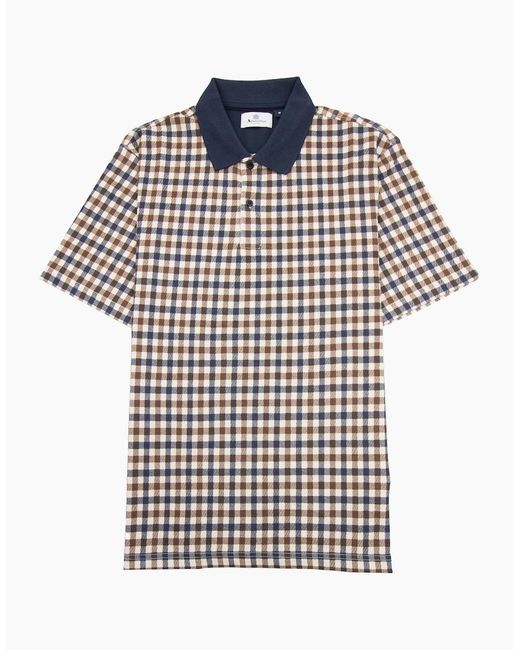 Aquascutum Blue Active Club Check Pique Polo for men