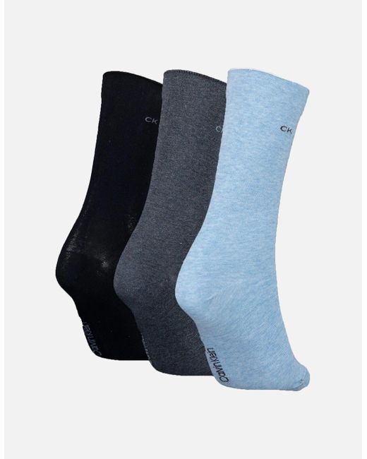 Calvin Klein Blue 3-Pack Classic Roll-Top Socks, Mix