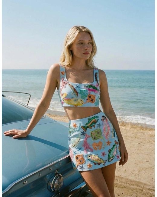 Oceanus Blue Arizona Co-Ord Skirt