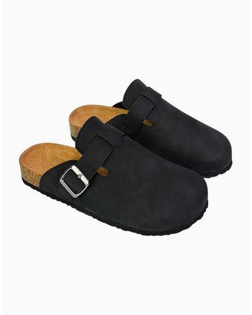 XY London Black Ladies Lucy Cork Slip-On Flat Mules
