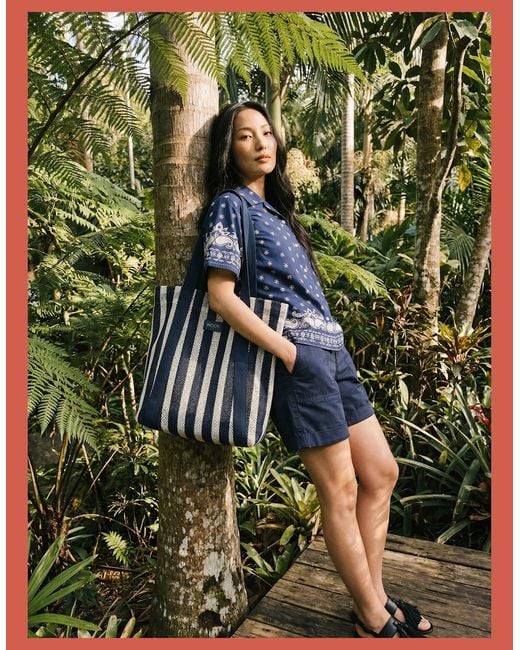 Nooki Design Blue Hackney Stripe Shopper