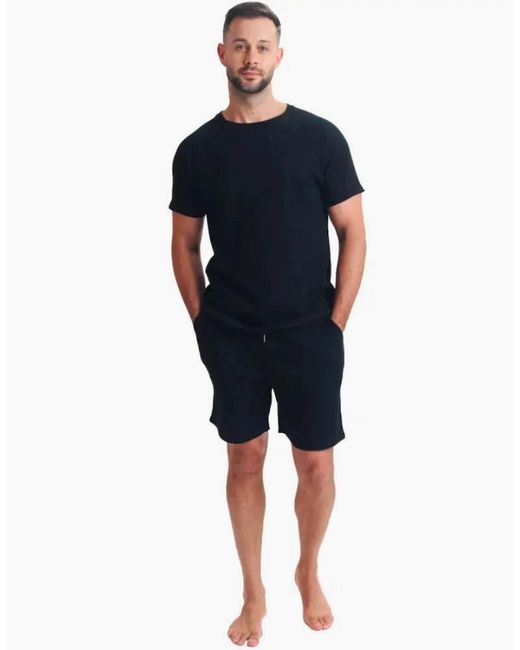 Ted Baker Black Waffle T-Shirt & Shorts Lounge Set for men