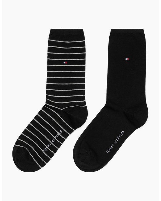 Tommy Hilfiger Black 2-Pack Small Stripe Socks