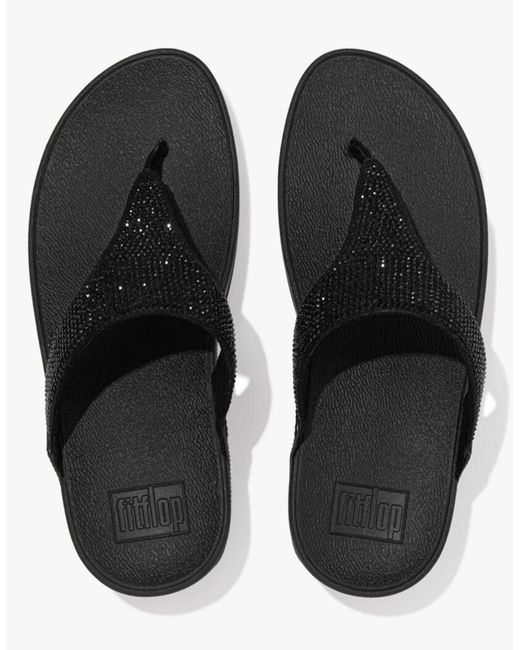Fitflop Black Lulu Crystal Toe Post All