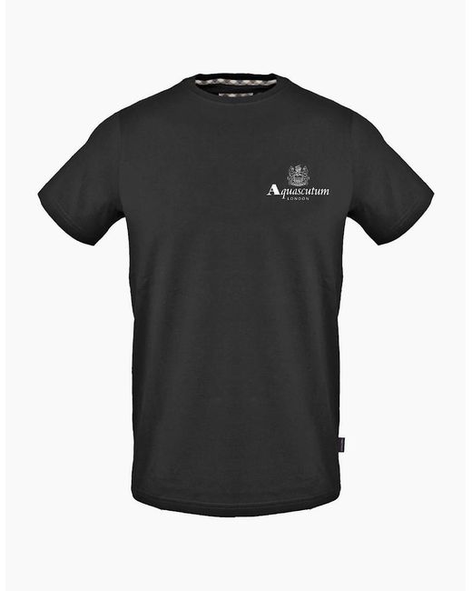 Aquascutum Black Crew Neck Short Sleeve Regular Fit T-Shirt for men