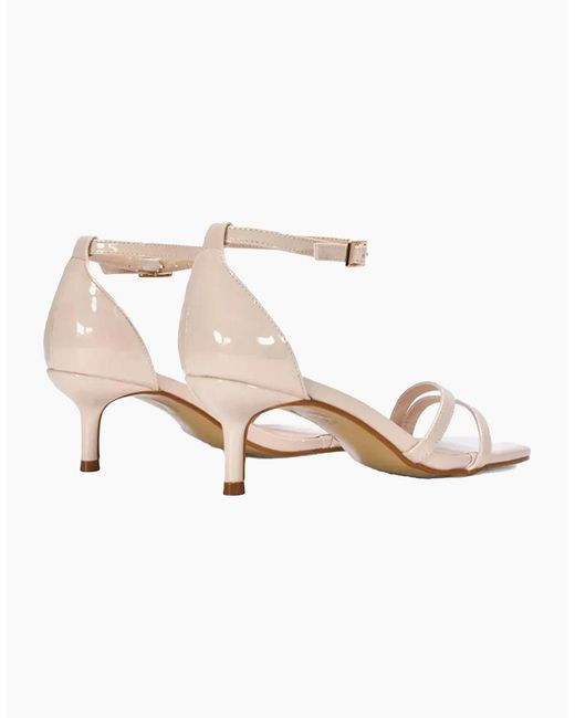 XY London Natural Ladies Lea Patent Open Toe Low Kitten Heel Sandals