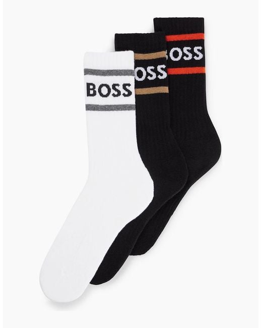 Boss Black Boss 3 Pack Rib Stripe Sport Socks for men