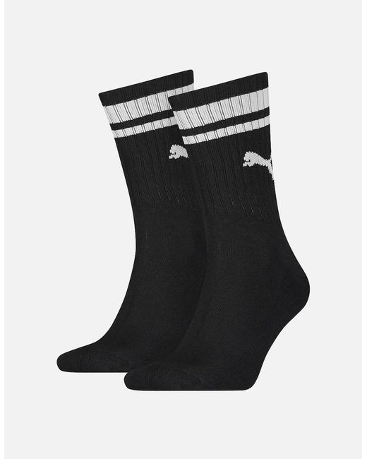 PUMA Black Adult Heritage Stripe Crew Socks (Pack Of 2)